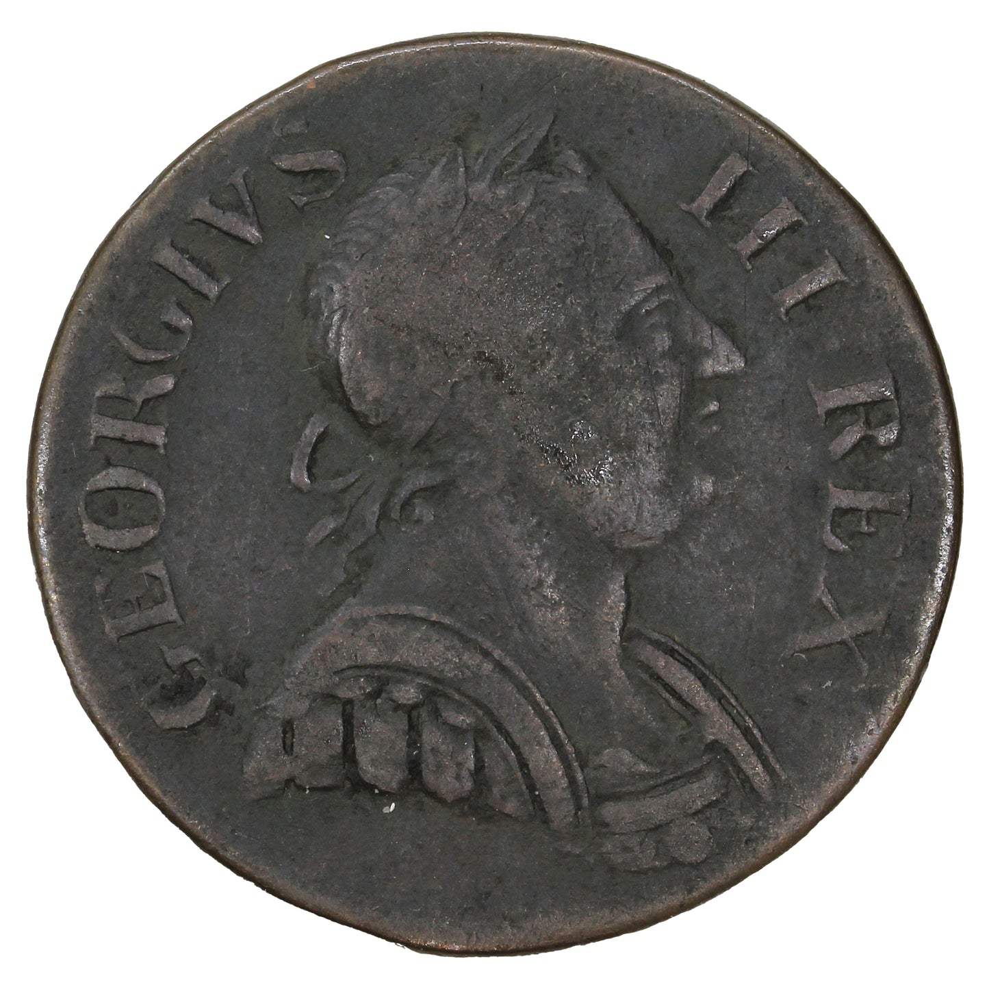 Great Britain 1775 George III 1/2 Penny Very Good (VG8)