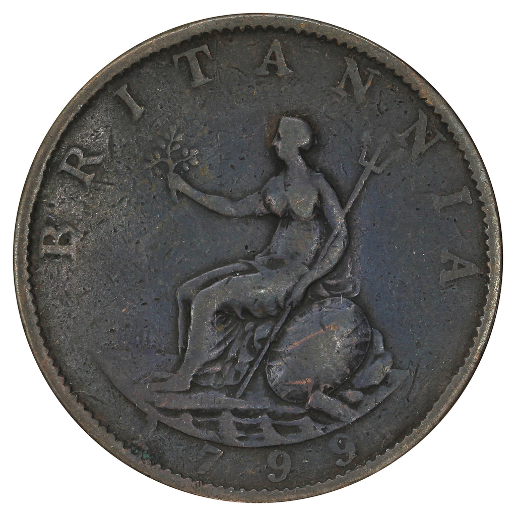 Great Britain 1799 George III 1/2 Penny VG-F (VG10)