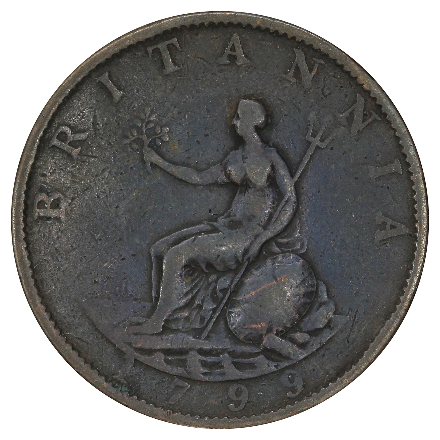 Great Britain 1799 George III 1/2 Penny VG-F (VG10)