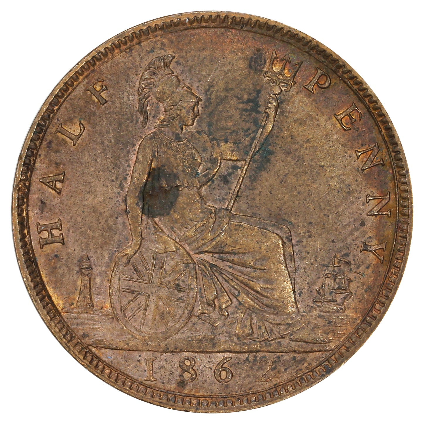 Great Britain 1862 1/2 Penny Extra Fine (EF40)