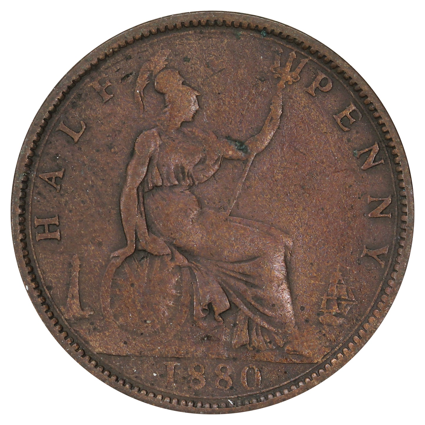 Great Britain 1880 1/2 Penny Very Good (VG8)