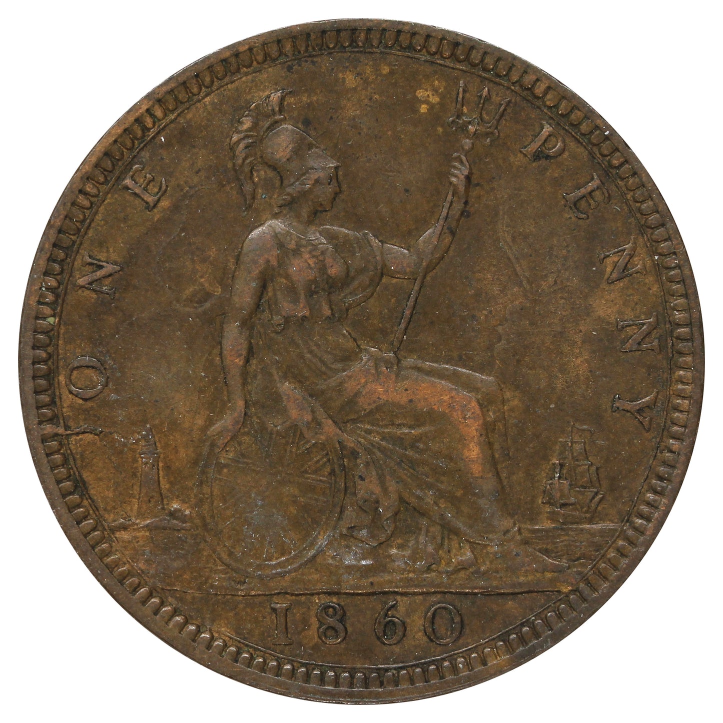 Great Britain 1860 Penny VF-EF (VF30)