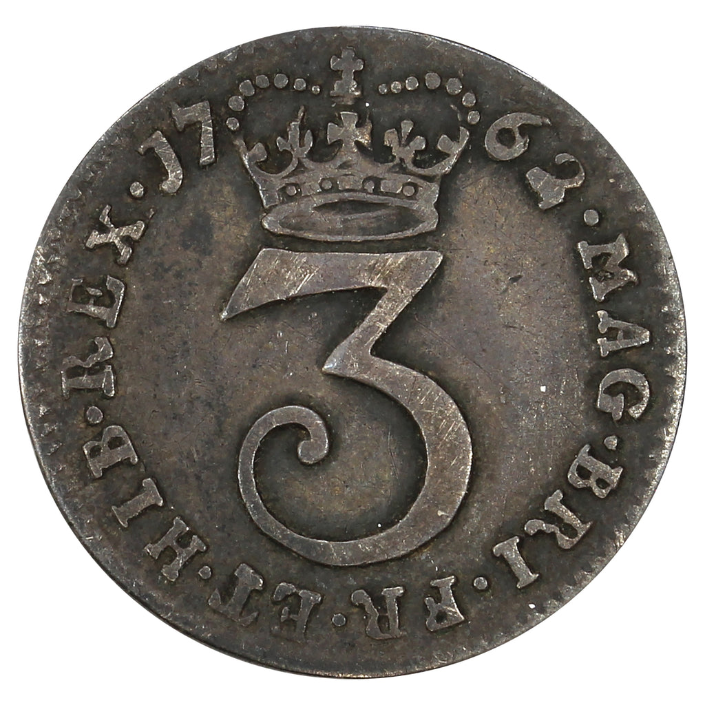 Great Britain 1762 George III 3 Pence F-VF (F15)