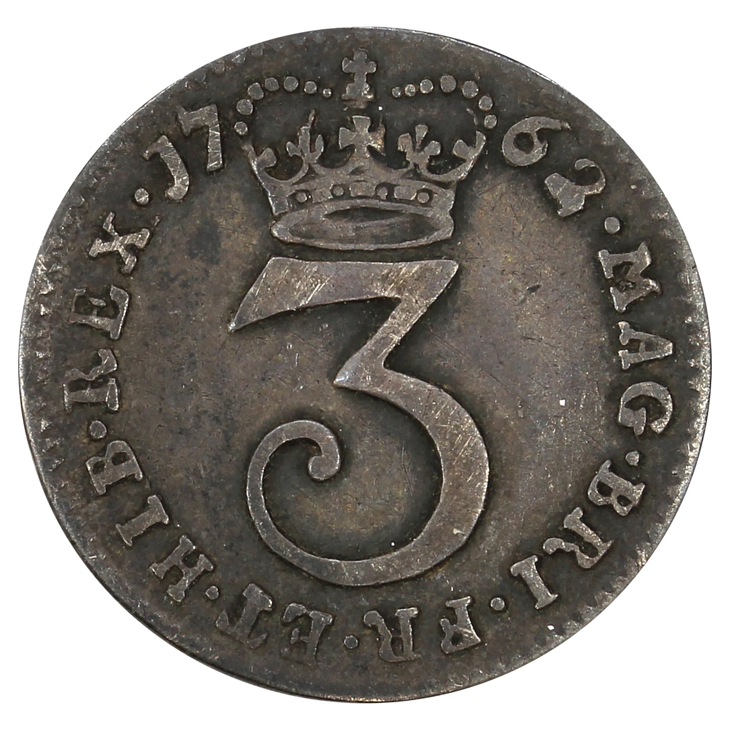 Great Britain 1762 George III 3 Pence F-VF (F15)