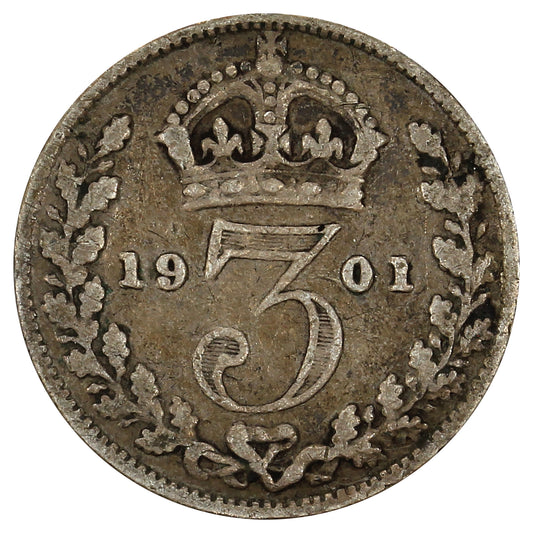 Great Britain 1901 3 Pence Fine (F12)