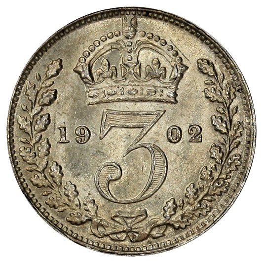 Great Britain 1902 3 Pence Brilliant Uncirculated (MS63)