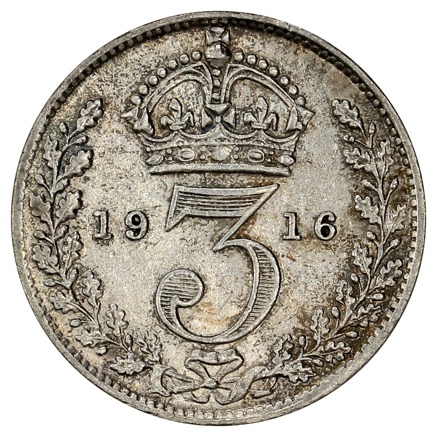 Great Britain 1916 3 Pence Almost Uncirculated (AU50)