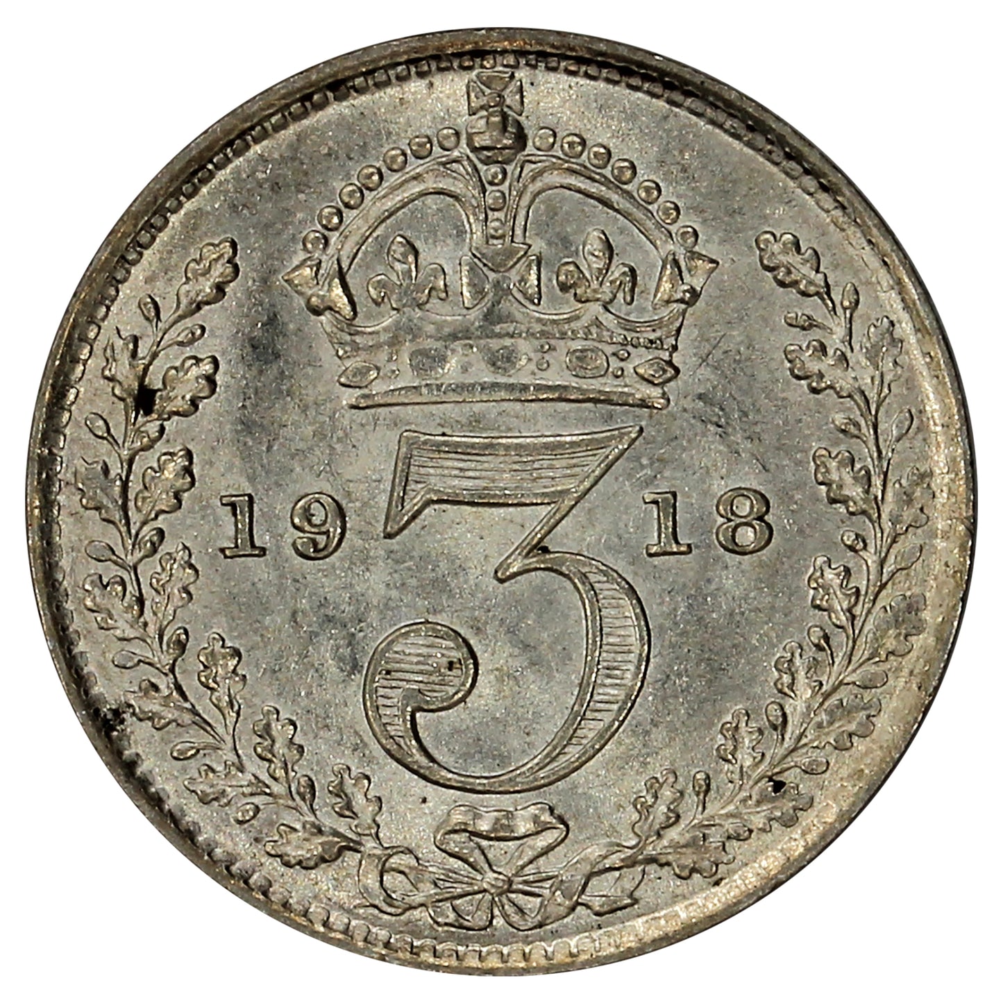 Great Britain 1918 3 Pence Brilliant Uncirculated (MS63)
