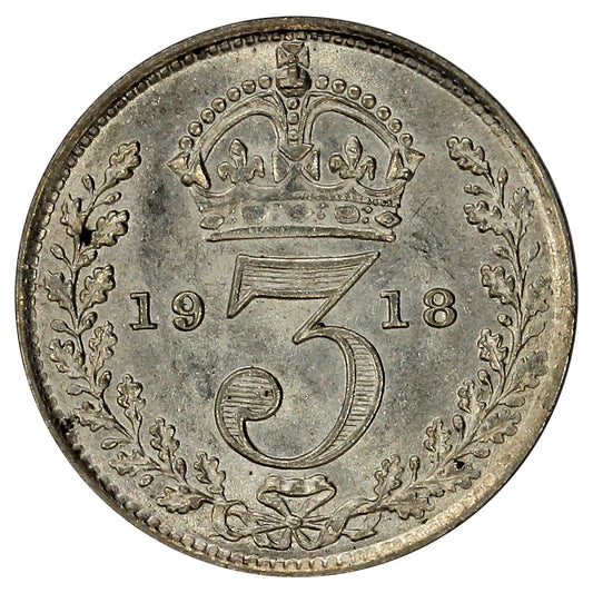Great Britain 1918 3 Pence Brilliant Uncirculated (MS63)