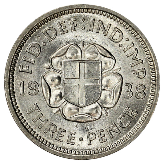 Great Britain 1938 Silver 3 Pence Brilliant Uncirculated (MS63)