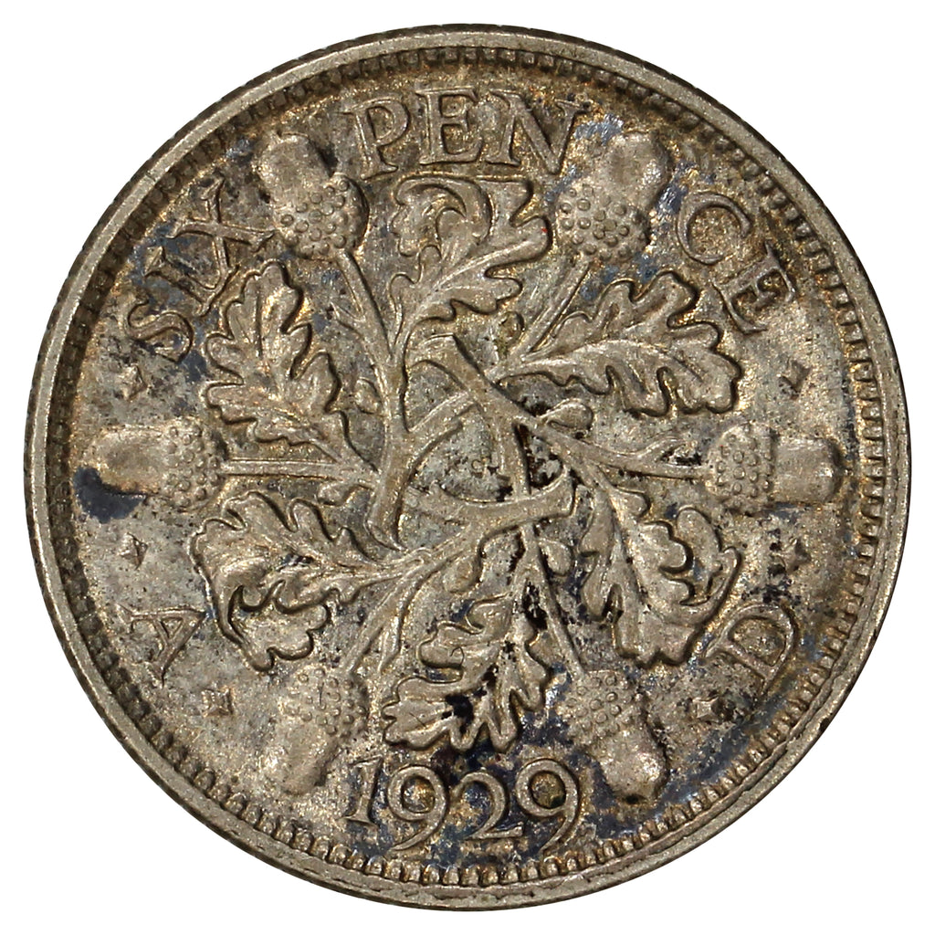 Great Britain 1929 6 Pence Almost Uncirculated (AU50)