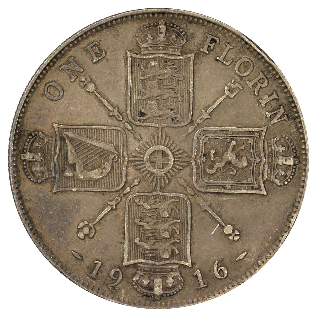 Great Britain 1916 Florin VF-EF (VF30)