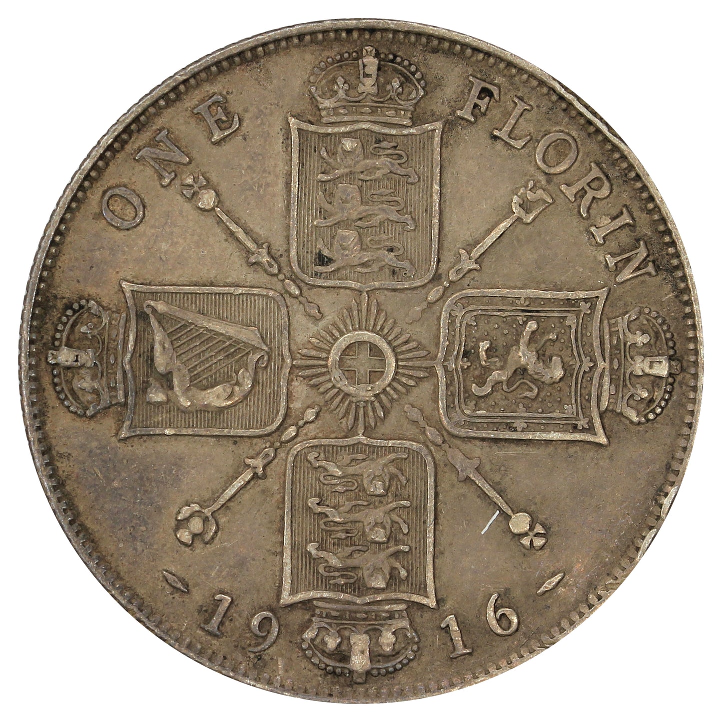 Great Britain 1916 Florin VF-EF (VF30)