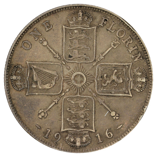 Great Britain 1916 Florin VF-EF (VF30)
