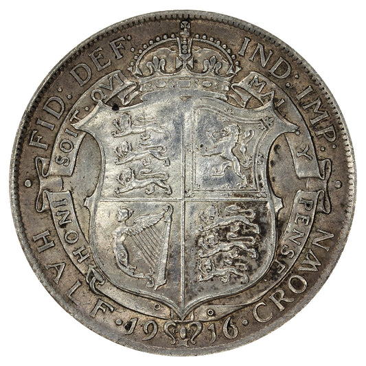 Great Britain 1916 1/2 Crown Almost Uncirculated (AU50)
