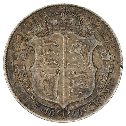 Great Britain 1916 1/2 Crown F-VF (F15)