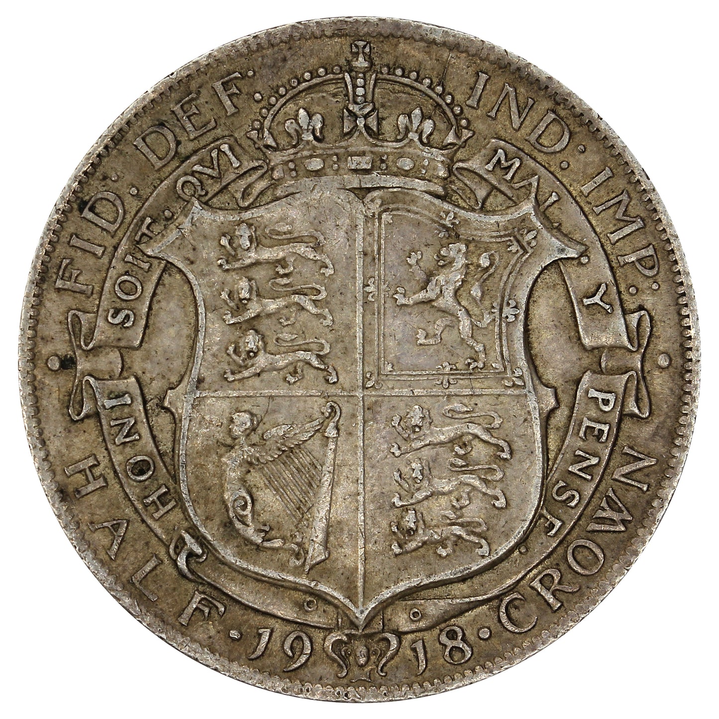 Great Britain 1918 1/2 Crown VF-EF (VF30)