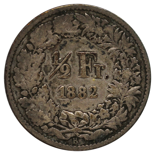 Switzerland 1882B 1/2 Franc Fine (F12)