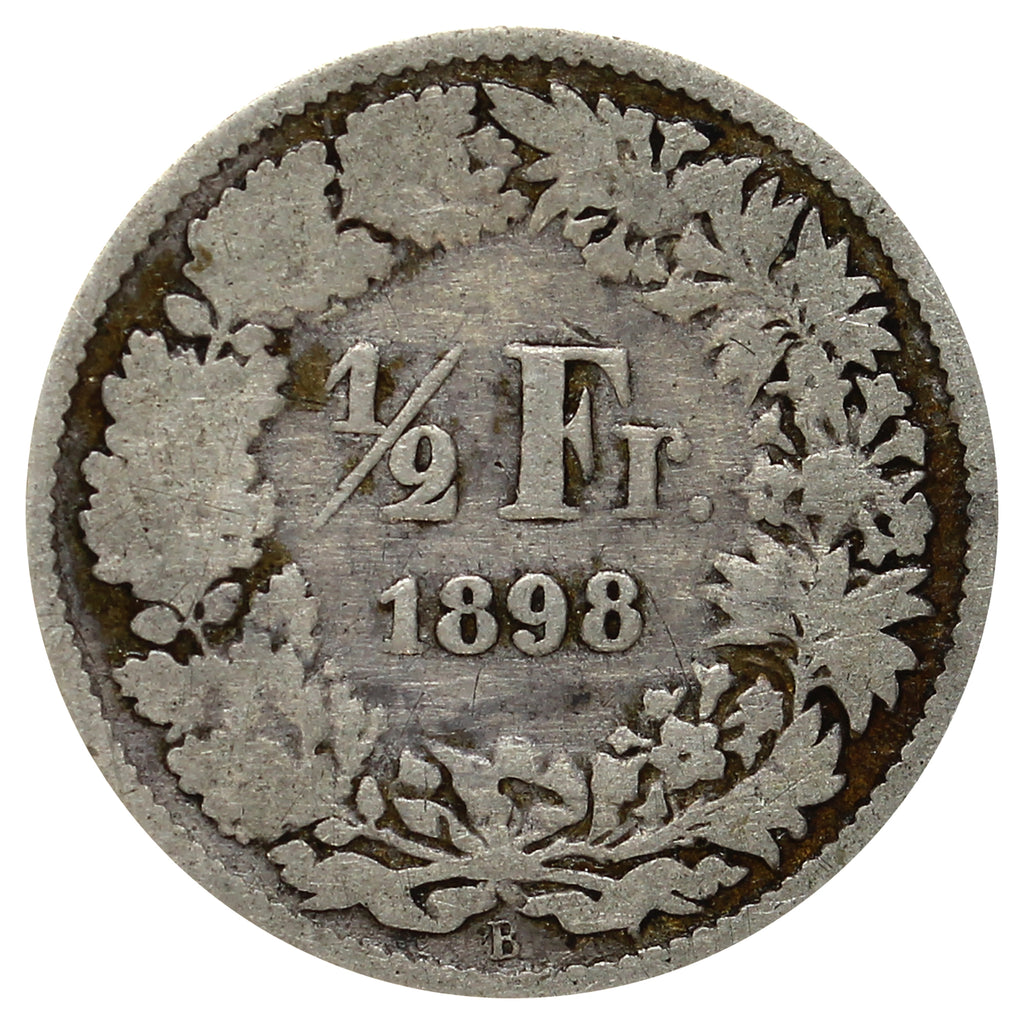 Switzerland 1898B 1/2 Franc Very Fine (VF20)