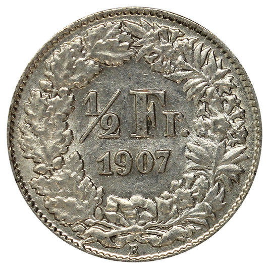 Switzerland 1907B 1/2 Franc EF-AU (EF45)