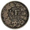 Switzerland 1914B 1/2 Franc Almost Uncirculated (AU50)