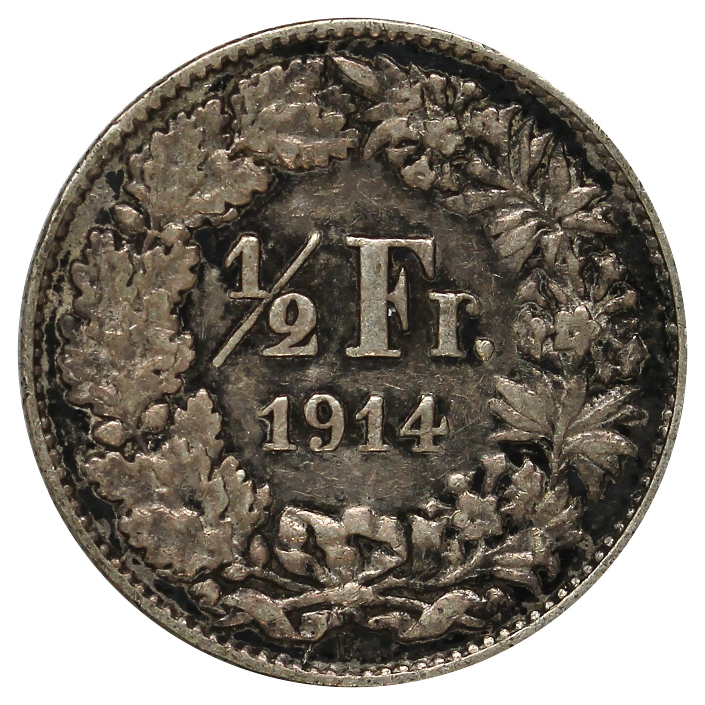 Switzerland 1914B 1/2 Franc Almost Uncirculated (AU50)