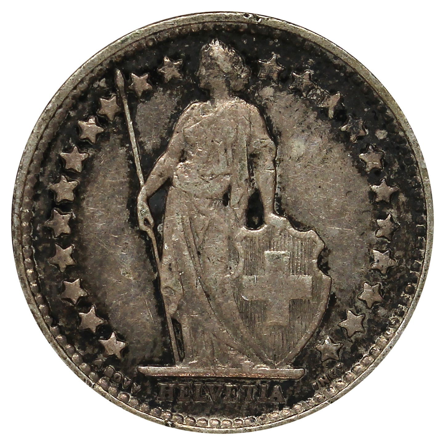 Switzerland 1914B 1/2 Franc Almost Uncirculated (AU50)