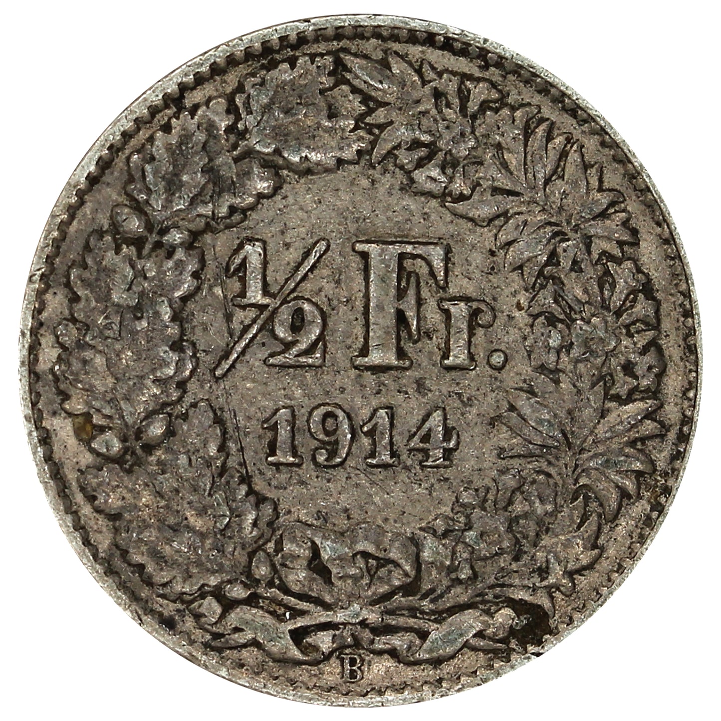Switzerland 1914B 1/2 Franc Extra Fine (EF40)