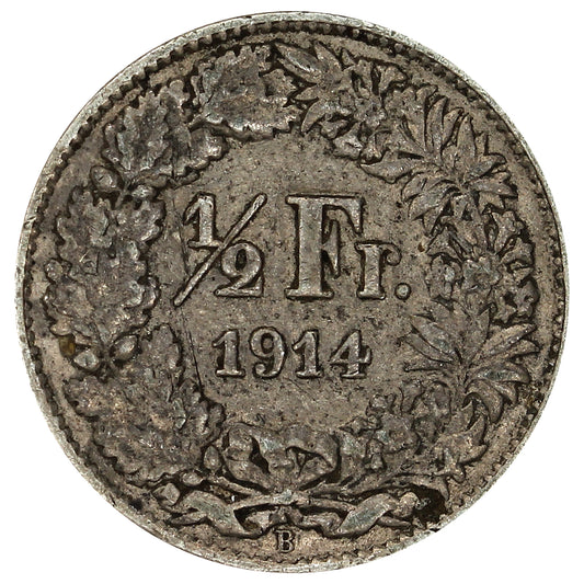 Switzerland 1914B 1/2 Franc Extra Fine (EF40)
