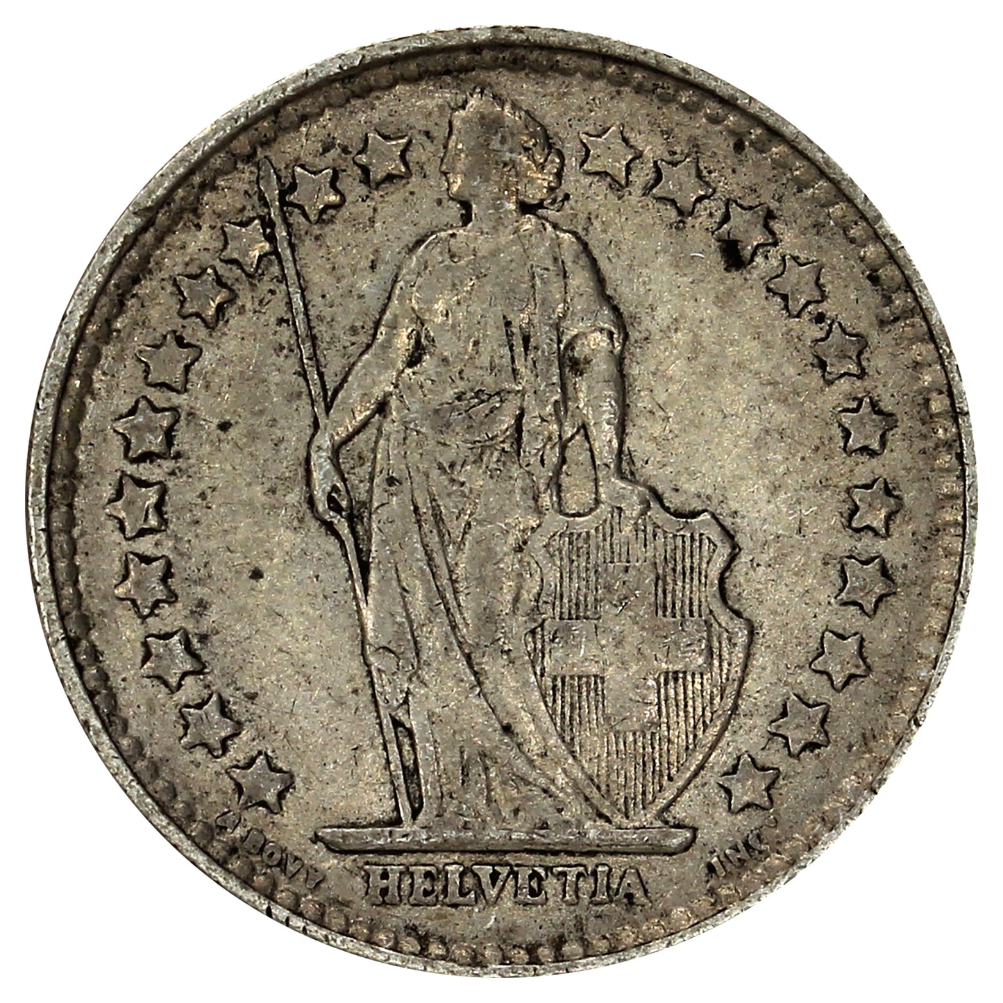 Switzerland 1914B 1/2 Franc Extra Fine (EF40)