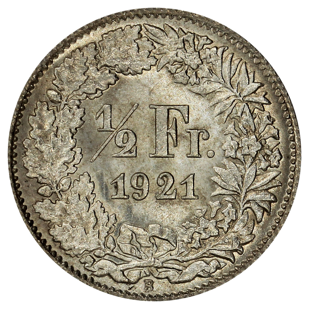 Switzerland 1921B 1/2 Franc Brilliant Uncirculated (MS63)