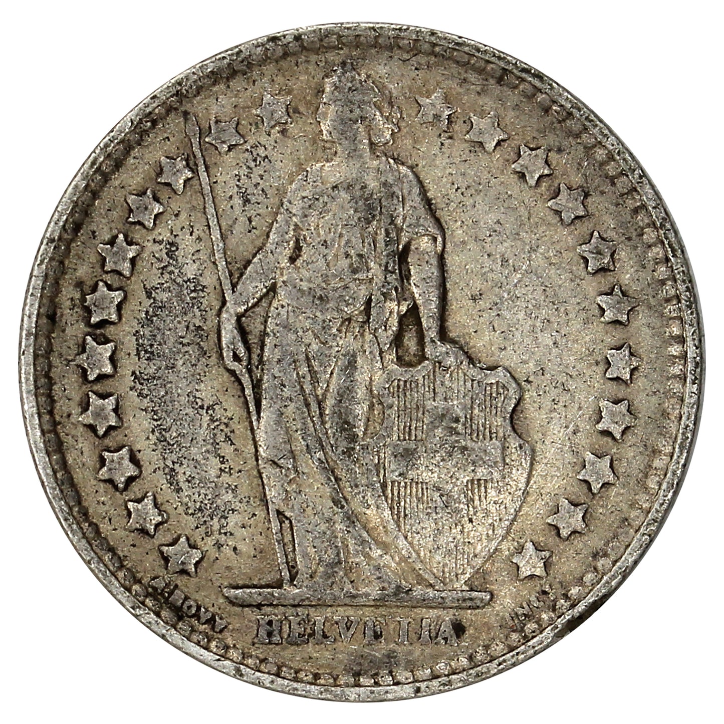 Switzerland 1921B 1/2 Franc Very Fine (VF20)