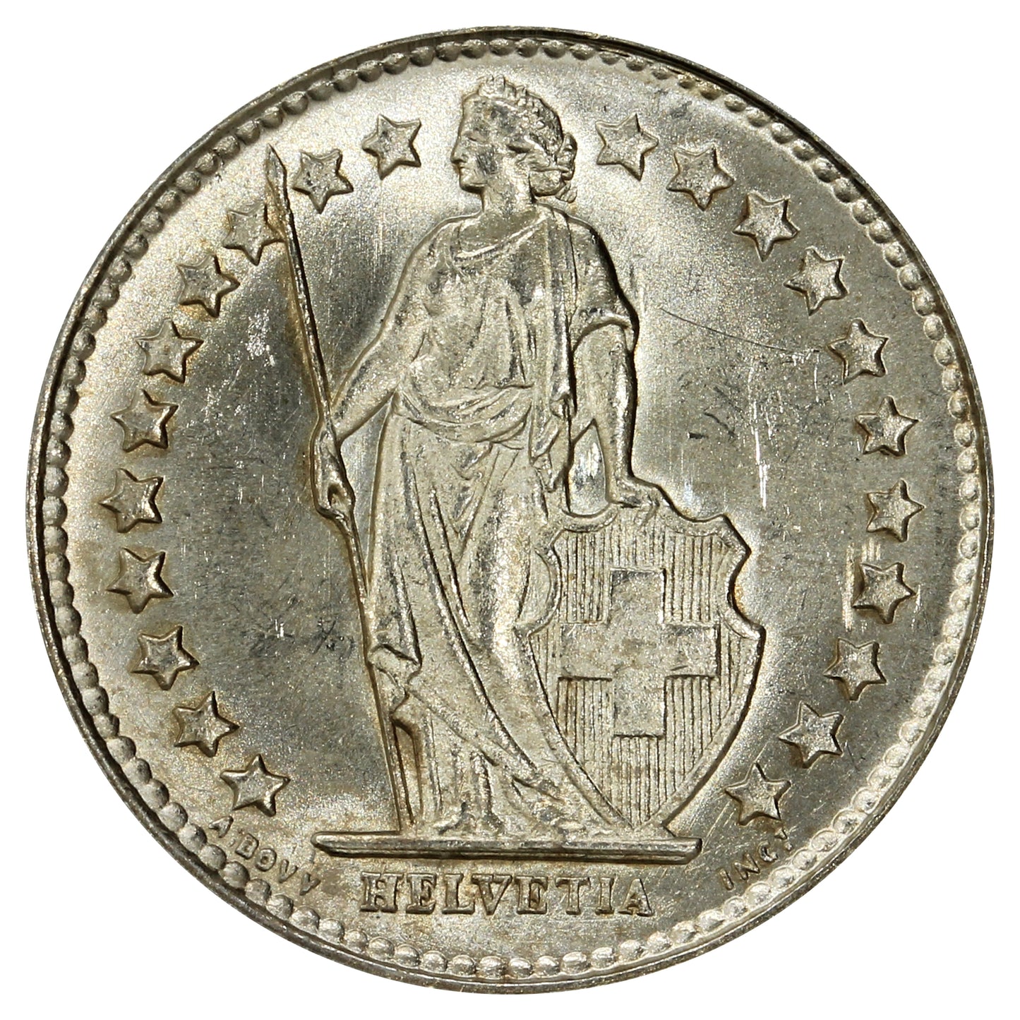 Switzerland 1936B 1/2 Franc Brilliant Uncirculated (MS63) $
