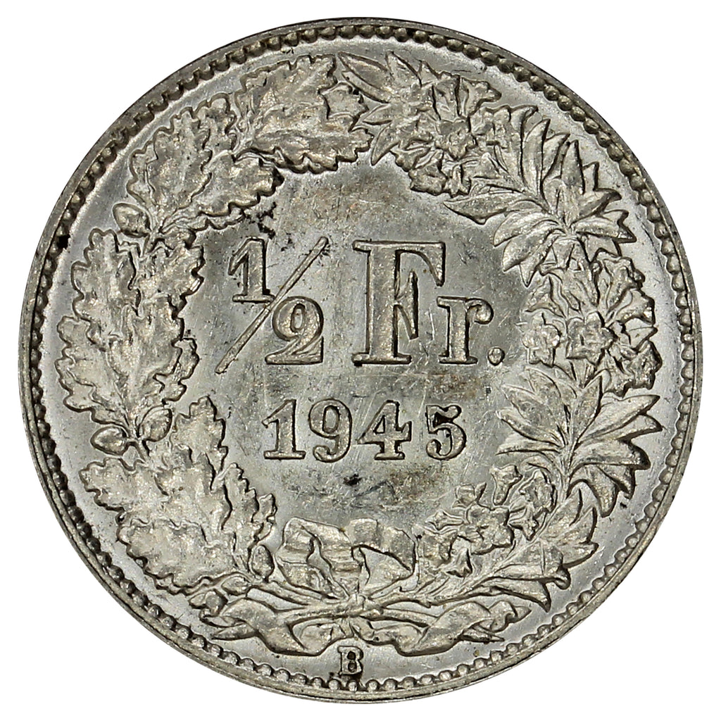 Switzerland 1945B 1/2 Franc Brilliant Uncirculated (MS63)