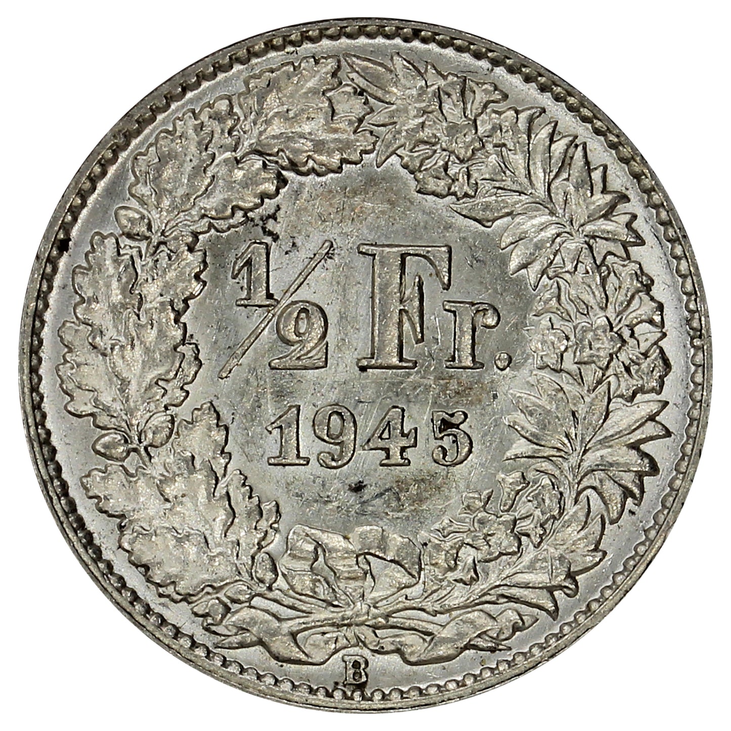 Switzerland 1945B 1/2 Franc Brilliant Uncirculated (MS63)