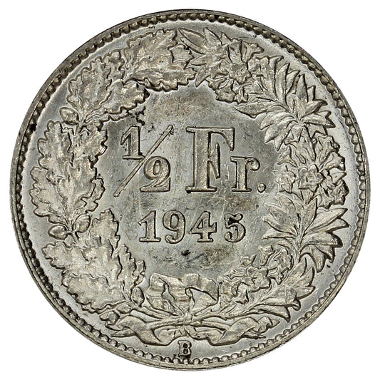 Switzerland 1945B 1/2 Franc Brilliant Uncirculated (MS63)