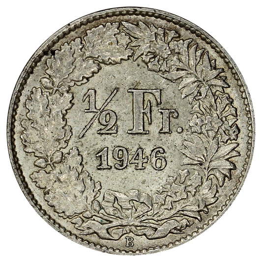 Switzerland 1946B 1/2 Franc Uncirculated (MS60)
