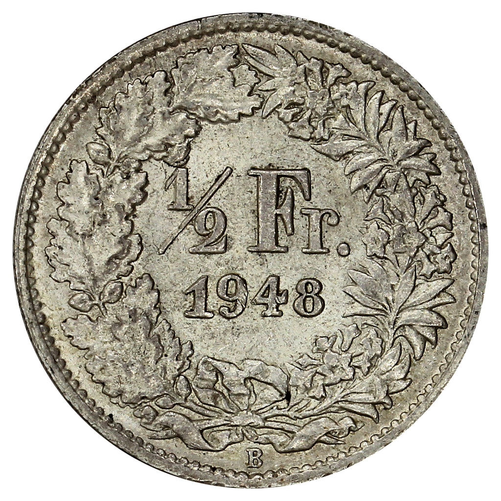 Switzerland 1948B 1/2 Franc Uncirculated (MS60)