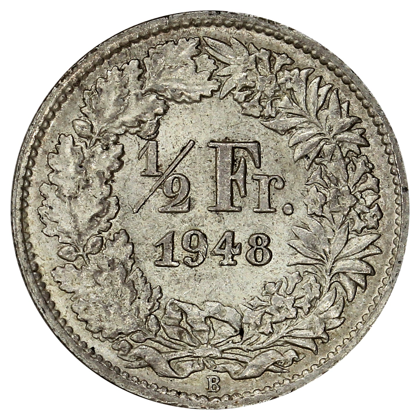 Switzerland 1948B 1/2 Franc Uncirculated (MS60)
