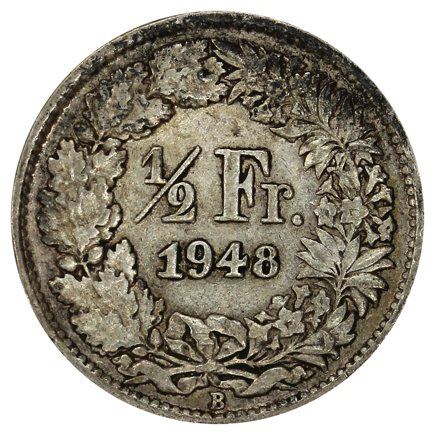 Switzerland 1948B 1/2 Franc Almost Uncirculated (AU50)