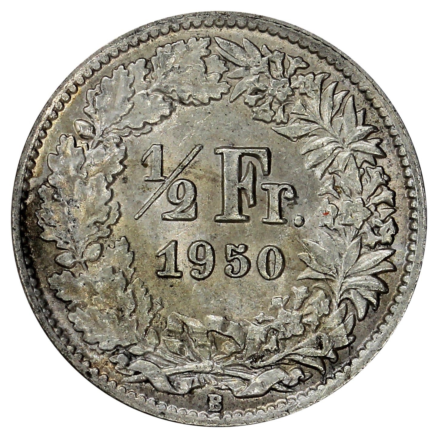 Switzerland 1950B 1/2 Franc Uncirculated (MS60)