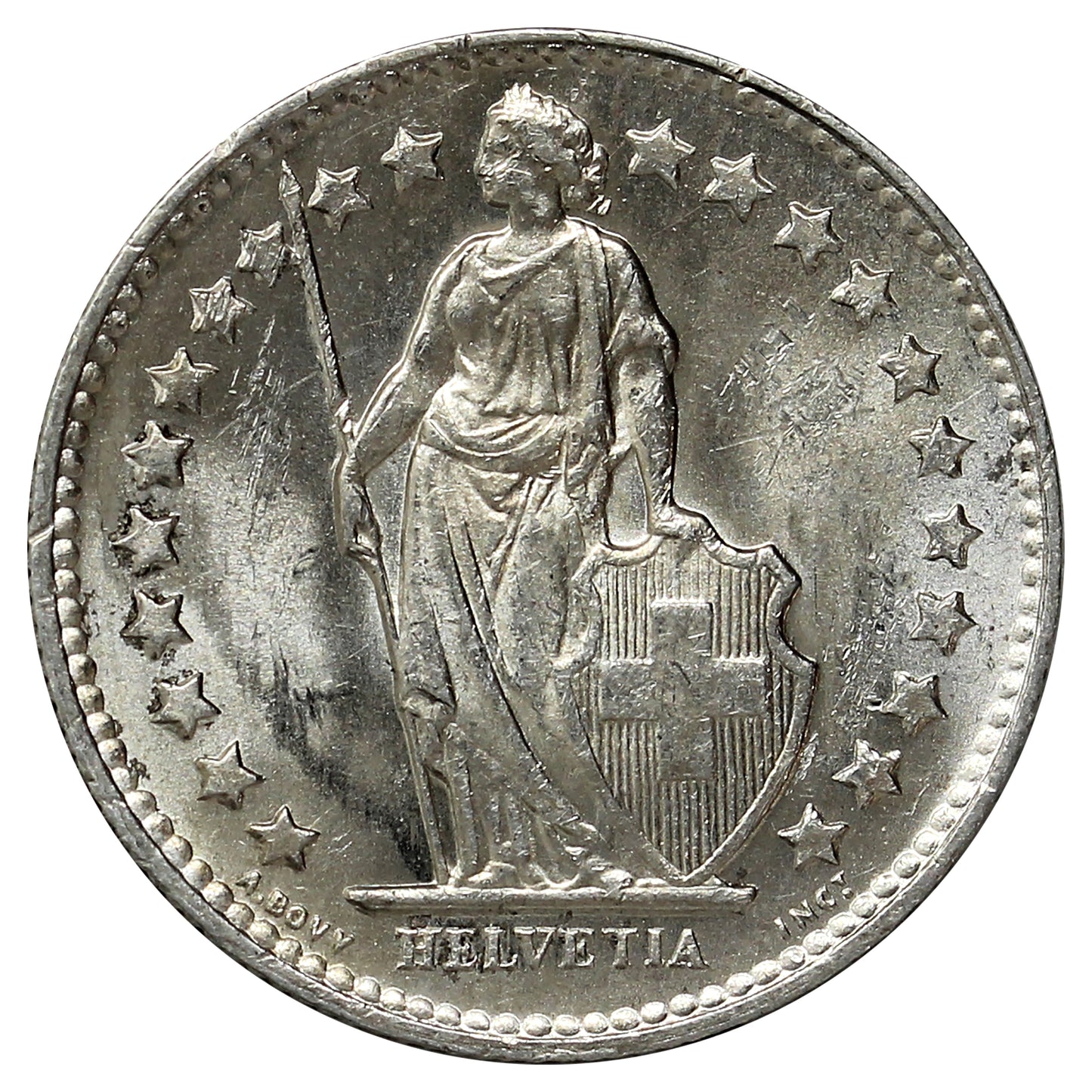 Switzerland 1951B 1/2 Franc Brilliant Uncirculated (MS63)