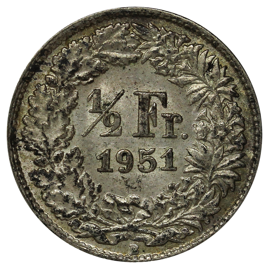 Switzerland 1951B 1/2 Franc Uncirculated (MS60)