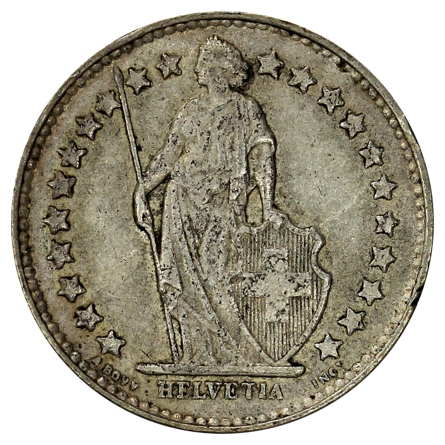 Switzerland 1951B 1/2 Franc Almost Uncirculated (AU50)