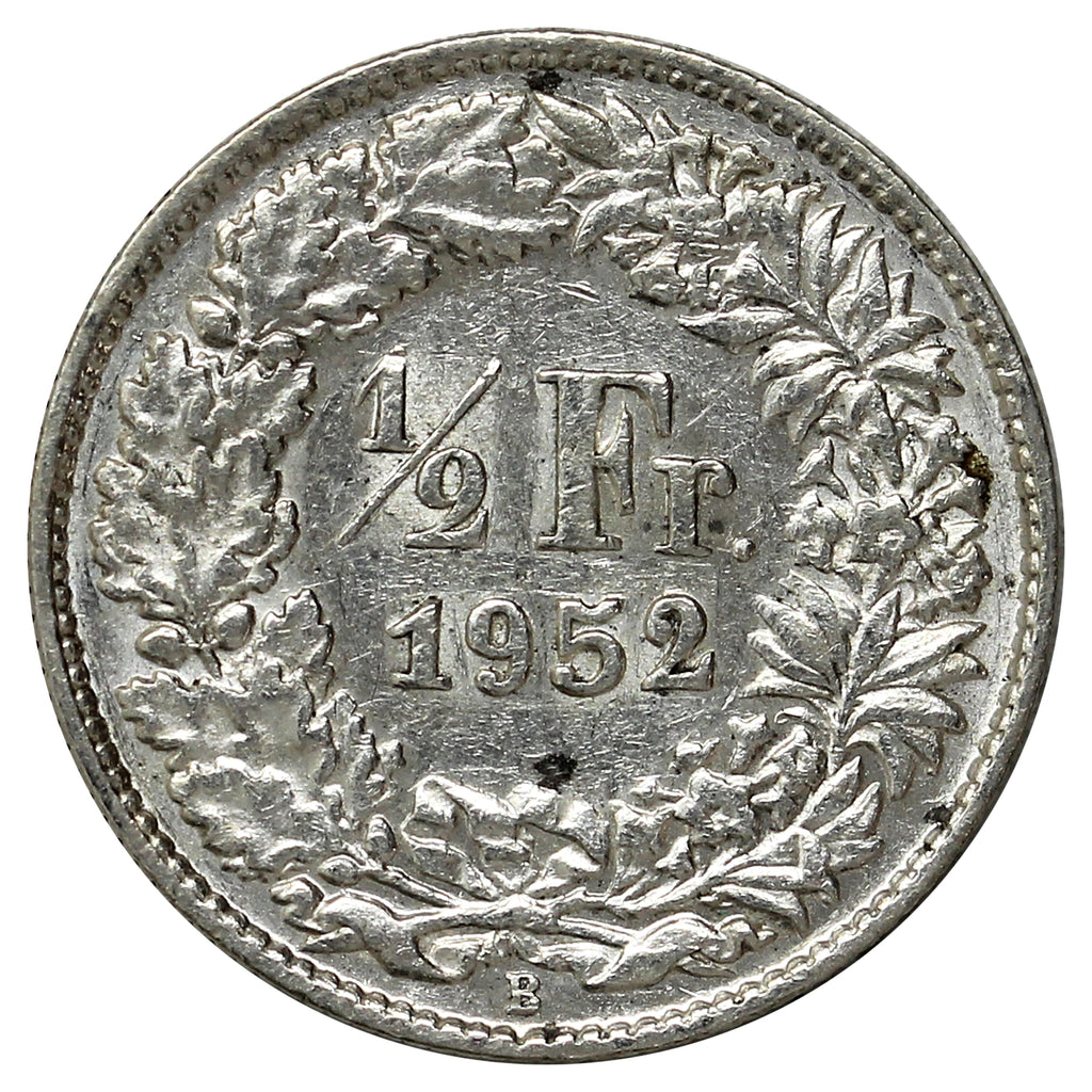 Switzerland 1952B 1/2 Franc Uncirculated (AU50)