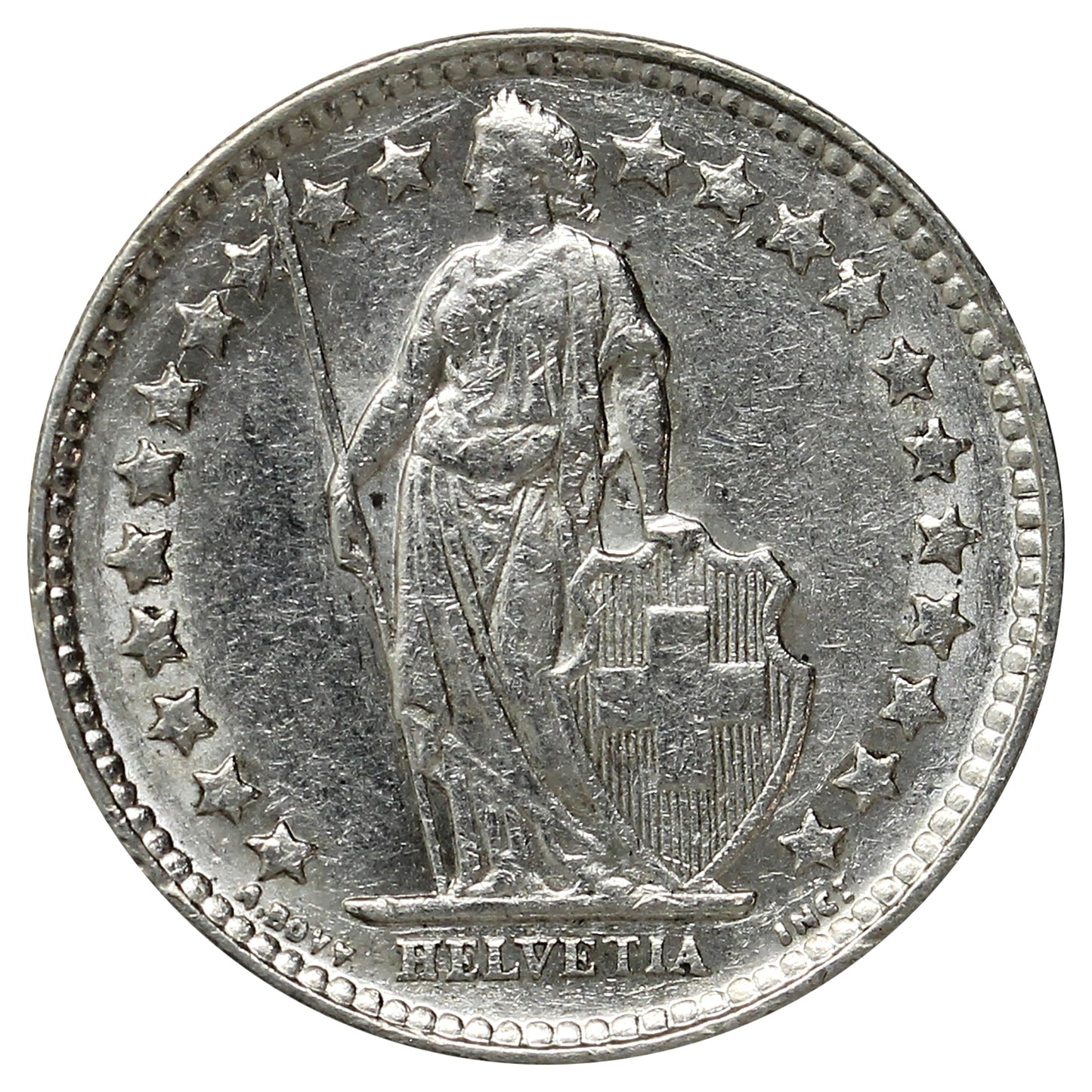 Switzerland 1952B 1/2 Franc Uncirculated (AU50)