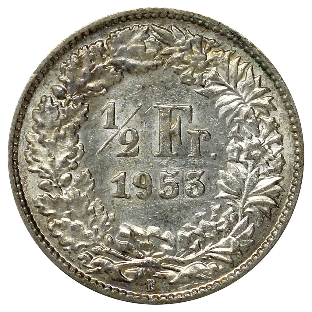 Switzerland 1953B 1/2 Franc Uncirculated (MS60)