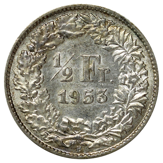 Switzerland 1953B 1/2 Franc Uncirculated (MS60)