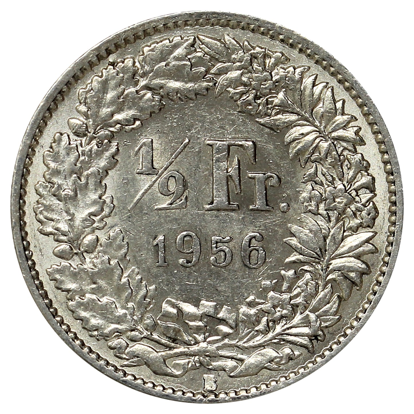 Switzerland 1956B 1/2 Franc Almost Uncirculated (AU50)