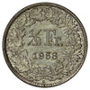 Switzerland 1958B 1/2 Franc Uncirculated (MS60)